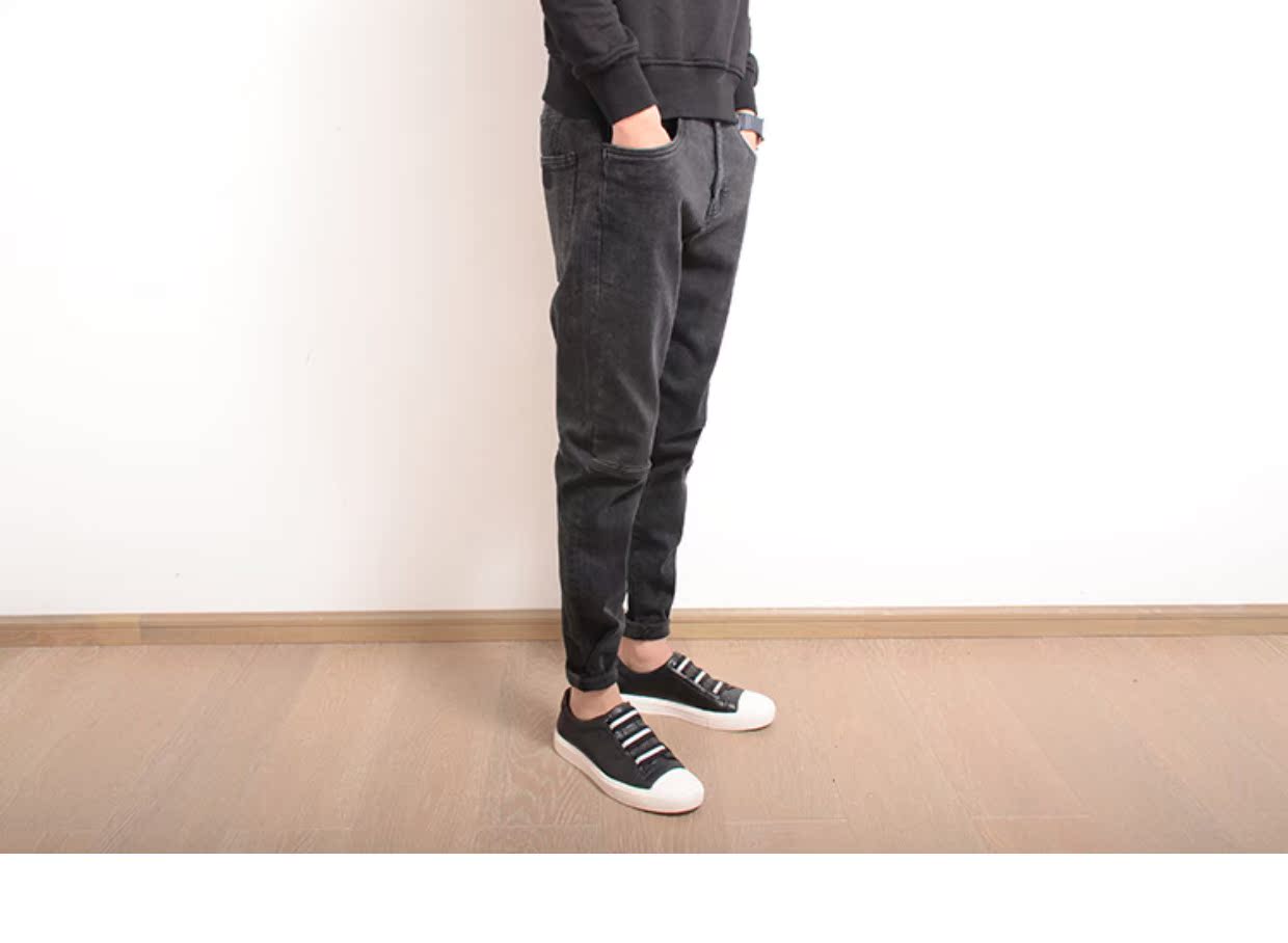 Mùa thu và quần jeans nam co giãn thanh niên Hàn Quốc cộng với xu hướng nhung dày áo nam