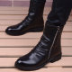 英伦时尚高帮拉链尖头马丁靴子潮流男鞋增高短靴休闲皮鞋男士皮靴