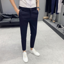 Summer stretch nine-point pants Korean version of the trend small feet casual pants black suit pants Men slim wild small trousers