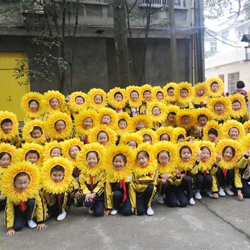 Sunflower Headgear Sunflower Face Set Games admission Opening Opening Props Performance Square Flower Sunflowers Face Flowers