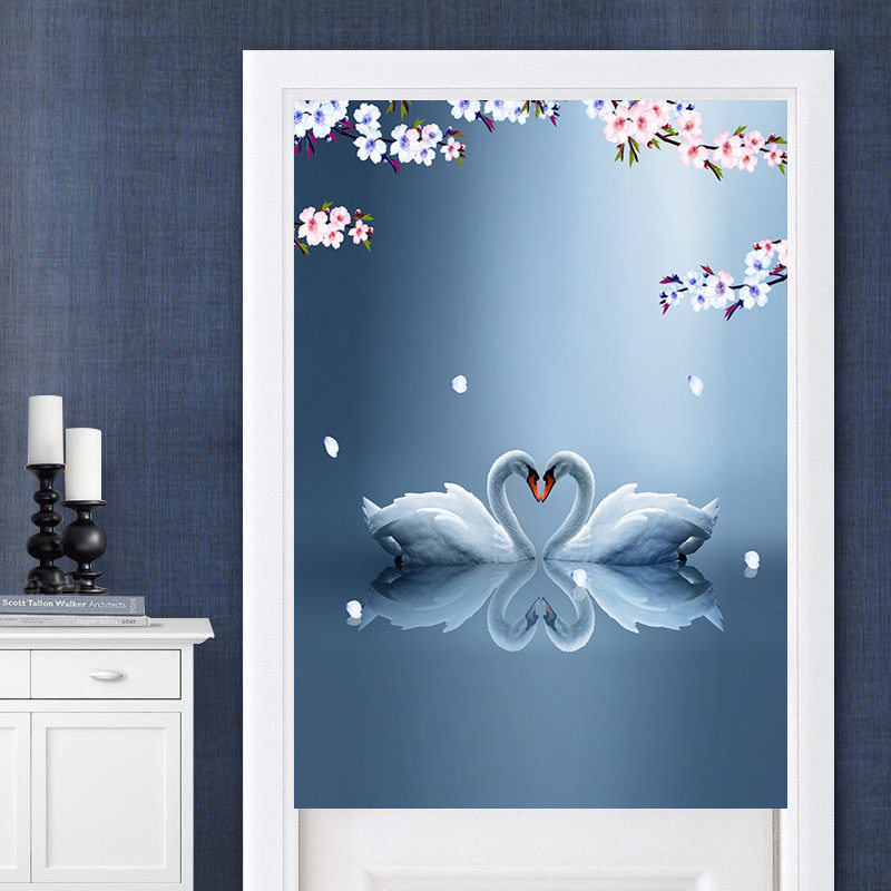 Door curtain partition window feng shui curtain Green plant living room half curtain decoration household wind curtain free of punching custom