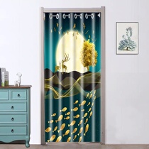 Door curtain Fit room partition Curtain air-proof restaurant kitchen fabric custom summer heat insulation half-curtain non-perforated door curtain