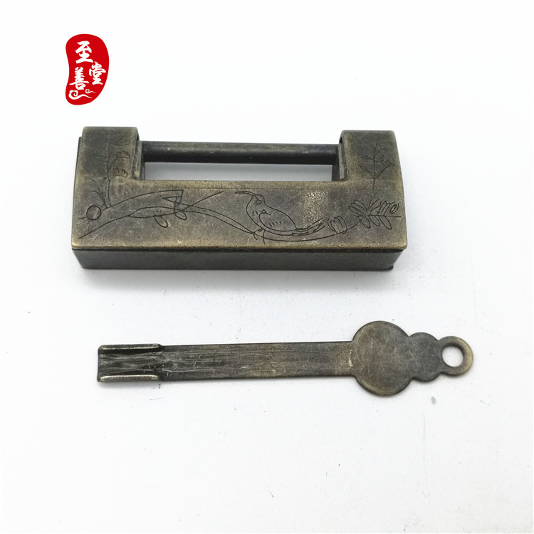The Small Bird Copper Lock in the Countryside, Antique Copperware, Happy Eyebrows, Old Copper Lock Can Be Used Normally