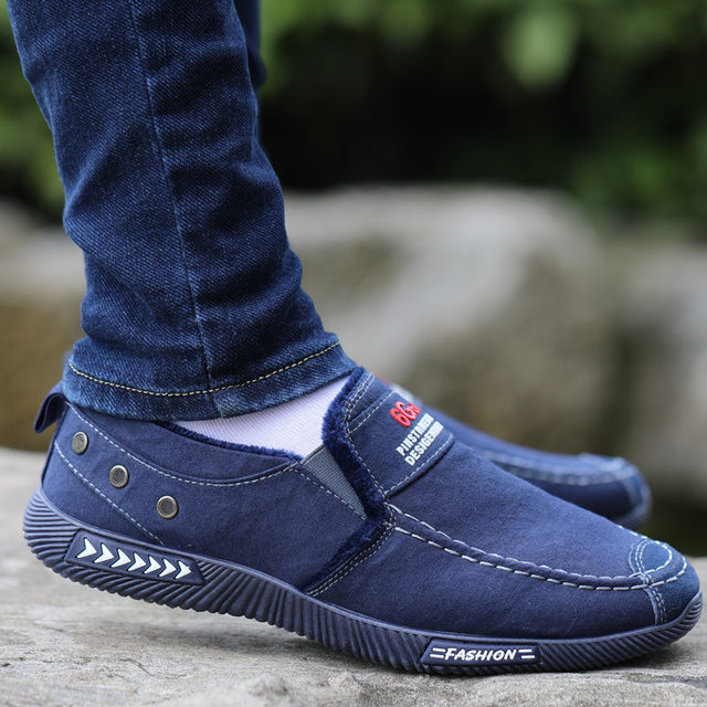 Canvas shoes men's old Beijing cloth shoes breathable anti-odor lazy one-on-one dad versatile casual shoes men's anti-skid shoes