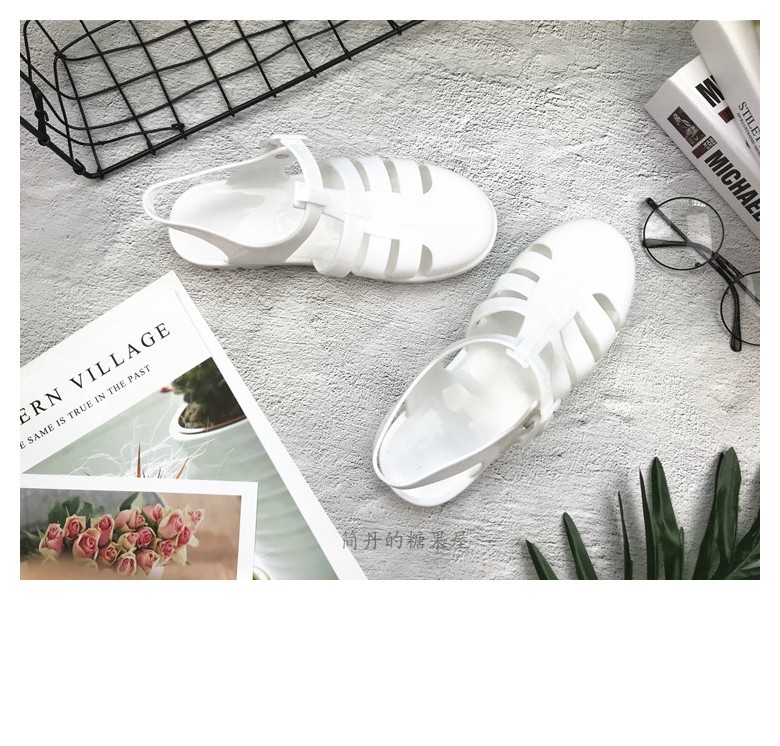 2018 hè mới retro không thấm nước hoang dã phẳng nữ dép đi mưa mềm cao su thạch giày đi biển giày vascara