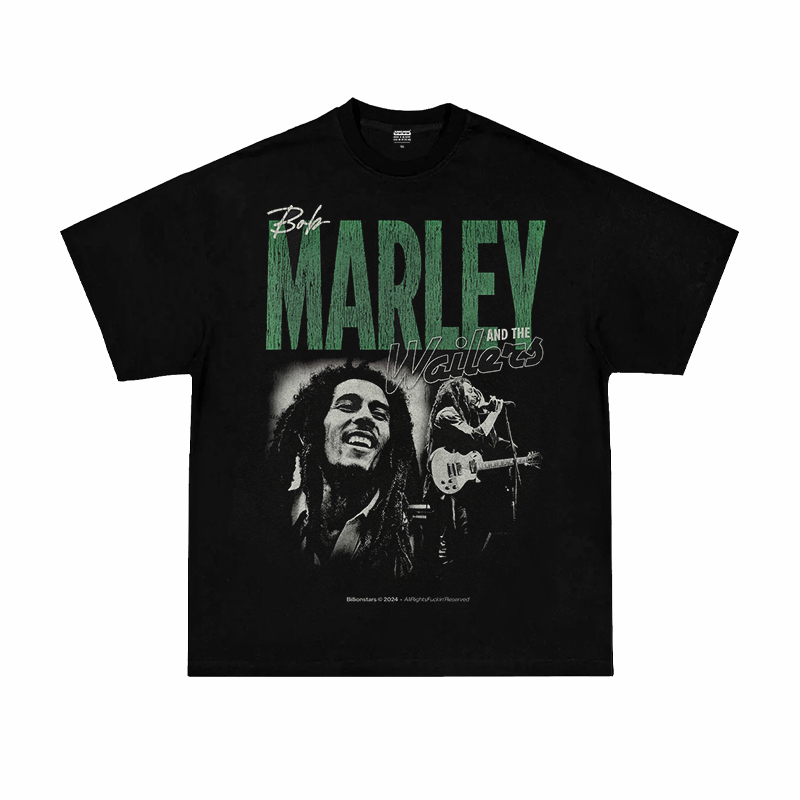 Bob Marley American Retro Character Print Heavyweight Pure Cotton Loose Small Neckline Short-Sleeved T-Shirt Bob Marley American Retro Character Print Heavyweight Pure Cotton Loose Small Neckline Short-Sleeved T-Shirt