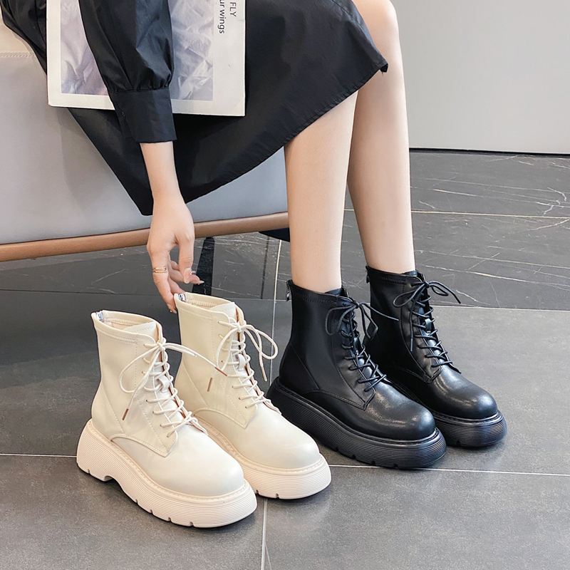Genuine Leather Thick-Soled Boots for Women British Style 2022 New Summer Versatile Fashion Flats Short Boots Spring & Fall Single Boots Genuine Leather Thick-Soled Boots for Women British Style 2022 New Summer Versatile Fashion Flats Short Boots Spring & Fall Single Boots