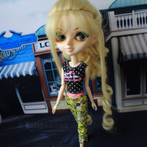 Childrens doll dress black vest nine pants suit 3 roll hair tied horse tail high wig wig black boot