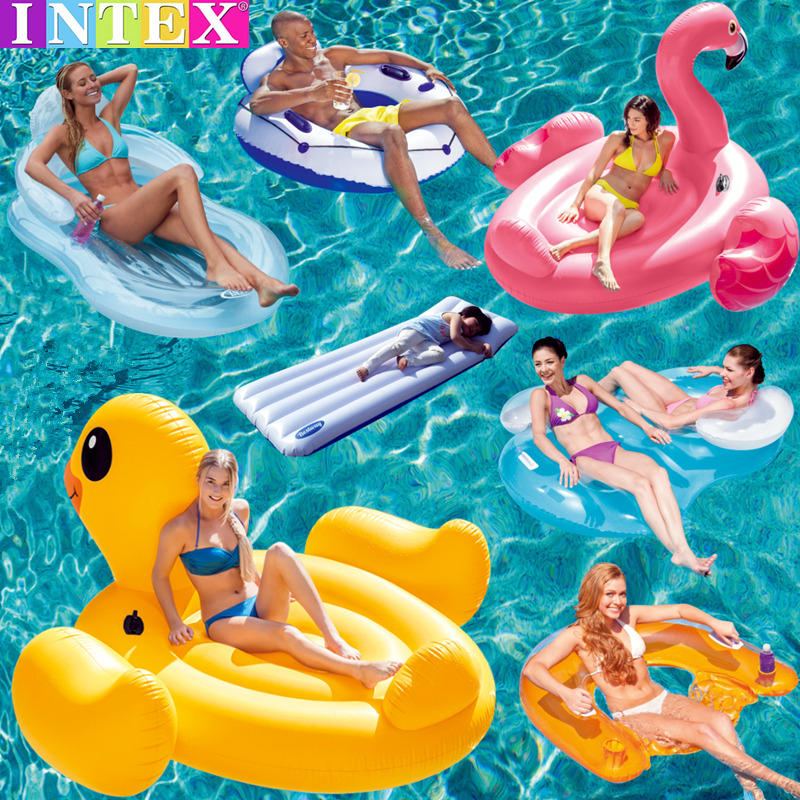 Adult male and female swimming circle small yellow duck water inflatable bed mat Children's large mount Flamingo double floating row