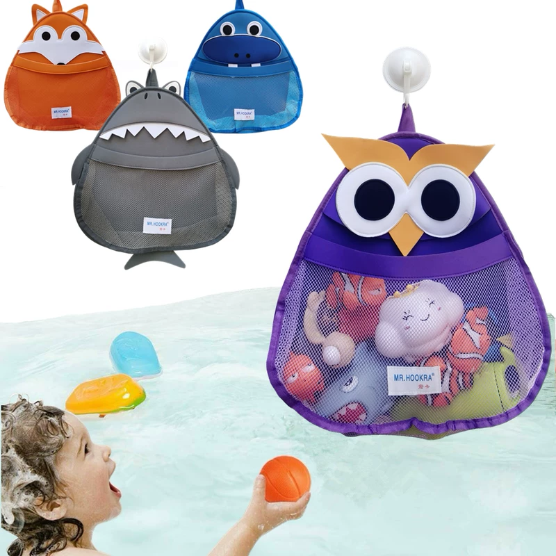 Игрушка для игры в воде, мешок для хранения, акулья игрушка для ванной малыша, мультяшная сушилка, подвесной органайзер, сова