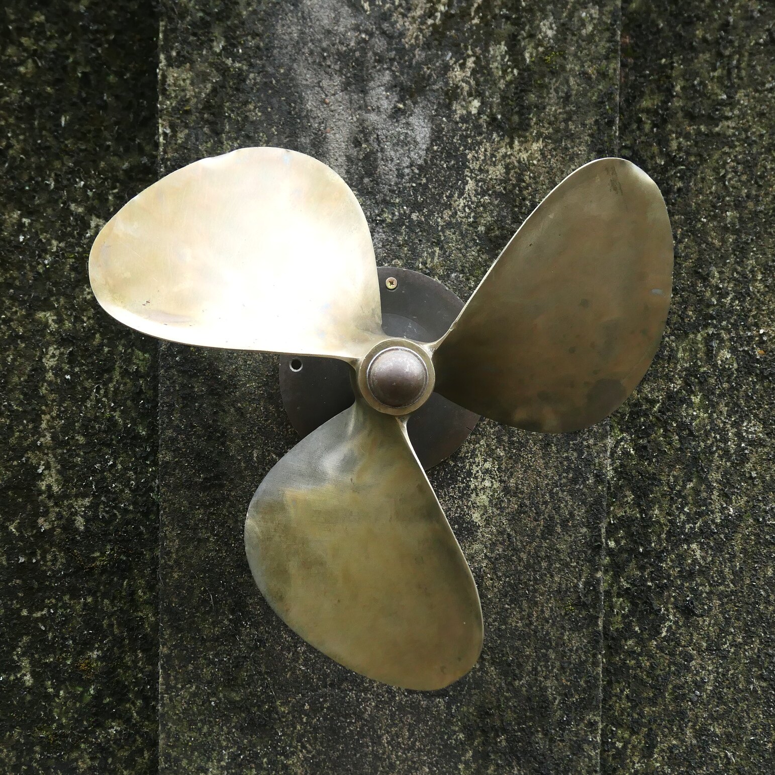 进口老游艇拆船铜车叶螺旋桨水叶片带英文标识三叶带铁转轴可转动-淘宝网