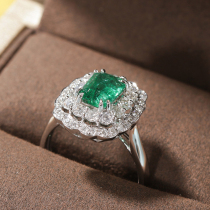 Wanlun jewelry New 18k platinum emerald ring Zambia emerald color gemstone ring female