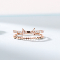 Wanlun jewelry Ins Wind 18K rose gold diamond ring triangle diamond double-row stack wearing female ring new product recommendation