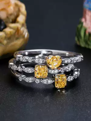 Wanlun jewelry white 18k golden diamond ring Radeen heart group Diamond Stone row ring Women's custom recommendation