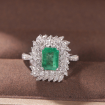 Vallon jewelry 1 karat natural luo shi cabochon Beryl color jewel custom ring for women