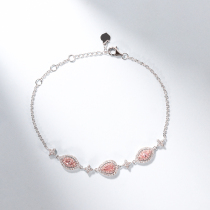 Wanlun jewelry 18k platinum pink diamond bracelet 30 points water drop horse eye color powder group inlaid color diamond custom recommendation