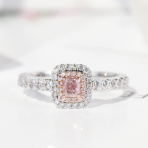 Wanlun jewelry new white 18K gold diamond ring color diamond pink diamond group inlaid Diamond Diamond Ring Womens Light luxury retro customization