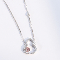 Wanlun jewelry gourd series White 18K gold powder diamond necklace Natural Color Diamond pad shaped pink diamond pendant female choker