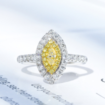 Wanlun Jewelry 18k golden diamond ring FY in color yellow diamond olive-shaped group inlaid large wedding diamond ring female