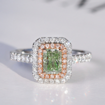 Wanlun Jewelry New White 18K Platinum Natural Green Diamond Ring GIA Redean Color Diamond Classic Group Womens Ring