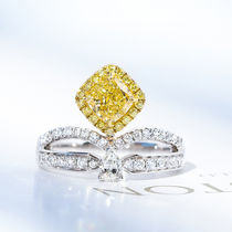 Vallon jewelry 18k platinum yellow diamond ring GIA1 1 karat pad-shaped diamond proposed qun xiang married nv jie