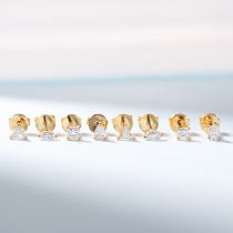 Wanlun jewelry 18K gold diamond earrings triangle drop shaped Horse Eye earrings simple and fresh single earrings