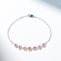 Wanlun jewelry 18k platinum colored diamond bracelet Pink Diamond Yellow Diamond orange diamond slim and fresh multi-color shaped diamond female custom