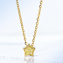 Wanlun jewelry 18K gold yellow diamond pendant five-pointed star Color Diamond integrated cutting color diamond necklace female