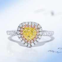 Wanlun jewelry 18k platinum yellow diamond necklace 70 points natural heart shaped color diamond stone ring necklace pendant female