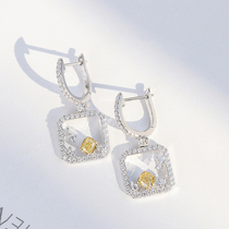 Wanlun jewelry new white 18K gold diamond earrings female Natural Color Diamond pad shaped yellow diamond earrings custom