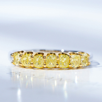 Wanlun Jewelry 18K gold yellow diamond ring color diamond pad shape Chinese color yellow female real diamond diamond ring female