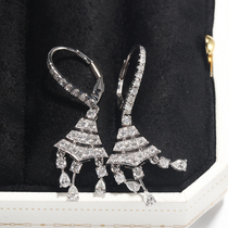 Wanlun jewelry new diamond earrings drop shaped white 18K gold diamond earrings female tassel Tower earrings real diamond