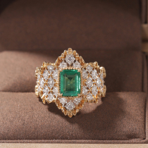 Vallon jewelry new 18k 1 39 karat natural emerald ring inlaid diamond ring nv jie