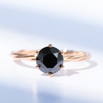 Vallon jewelry 18k rose gold black diamond ring for Women 1 5 karat natural diamond round black diamond ring