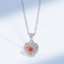 Wanlun jewelry new white 18K gold heart shaped pink diamond necklace female Natural Color Diamond pink diamond pendant choker