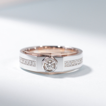 Wanlun jewelry business classic Diamond Men ring white 18K rose gold wedding diamond ring men can be customized