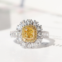 Vallon jewelry New GIA yellow diamond FIY pad-shaped fancy intense yellow diamond ring 1 karat luo shi customized natural diamond