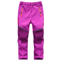 Spring and autumn new childrens stormtrooper pants windproof and waterproof sports pants plus velvet soft shell pants mens and womens outdoor ski pants