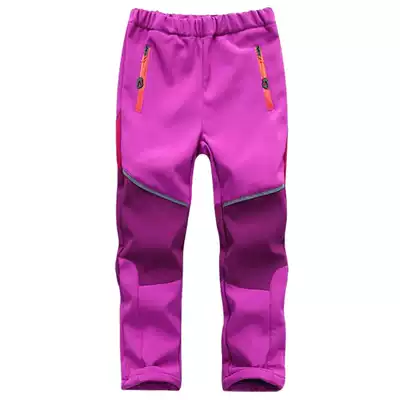 Autumn and Winter Children's warm assault pants windproof waterproof sports plus velvet soft shell pants for boys and girls outdoor hiking ski pants