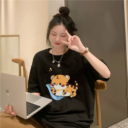 Хлопковая японская футболка с коротким рукавом для школьников, оверсайз