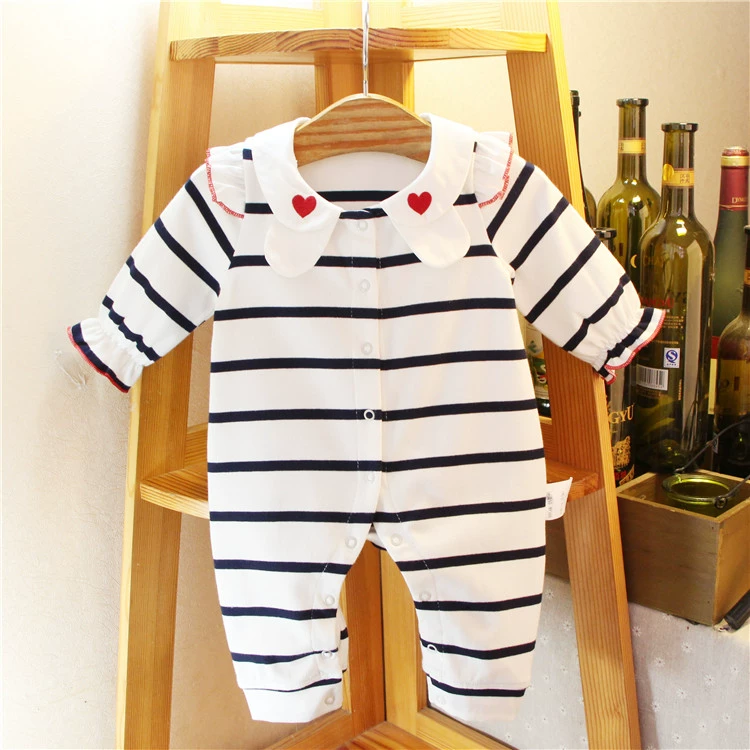 ý tưởng quần áo trẻ em bé gái jumpsuit dài tay ha-áo mùa xuân và mùa thu nữ bé bò phù hợp với sơ sinh sọc jumpsuit - Áo liền quần