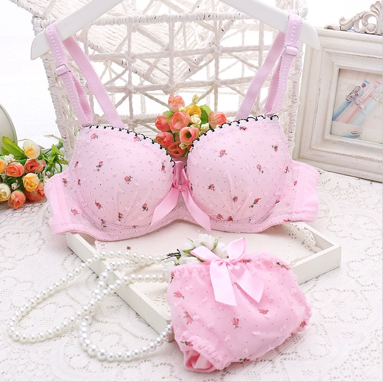 Phong cách mục vụ ngọt ngào học sinh trung học Nhật Bản khuôn mỏng cup mùa hè dễ thương cotton bra phù hợp với đồ lót thoải mái