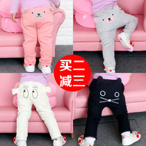 Baby big pp pants plus velvet thickened men and women warm pants leggings thin spring and autumn baby pants autumn and winter women
