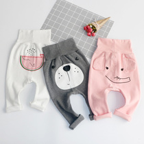 Baby high waist belly pants autumn girls spring and autumn boys cartoon high waist pants baby cotton big pp pants
