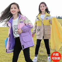 Girl Jacket Submachine Clothing Three-in-one Fall 2021 New Big Child Plus Suede Thickened Autumn Winter Dress Child Winter