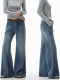 Burgenland Flared Jeans for Women, Loose High-Waisted Straight-Leg American-Style Washed Floor-Length Pants for Tall People