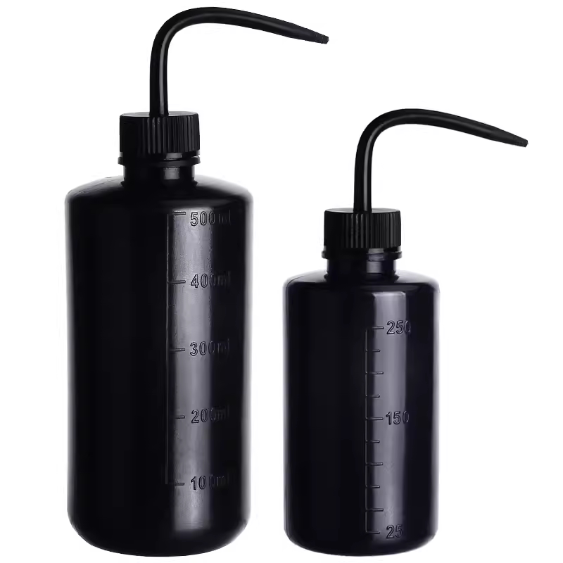 塑料洗瓶黑色避光优质弯头冲洗吹气清洗瓶PE浇花瓶150/250/500ML