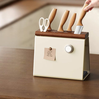 刀架台面实木菜刀架厨房刀具收纳架子置物架家用多功能原木风刀座