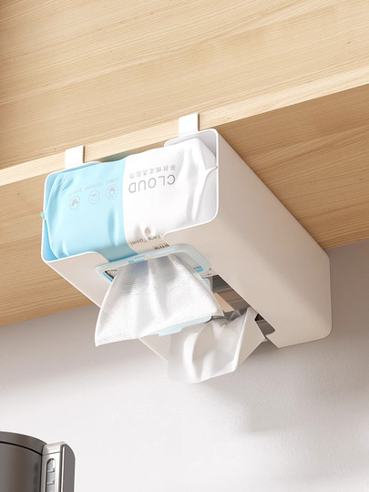 Küchenpapierhandtuchhalter ohne Stanzpapier, Hängeregal für Feuchttücher, unter der Wandschrank-Aufbewahrungsschranktür, Papierbox, die kopfüber hängt