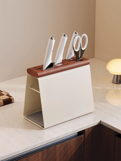 Kitchen Knife Rack Storage Rack, Antique Style, No-Drill, Multi-Functional, Water-Draining Knife Holder, Countertop Knife Storage Rack